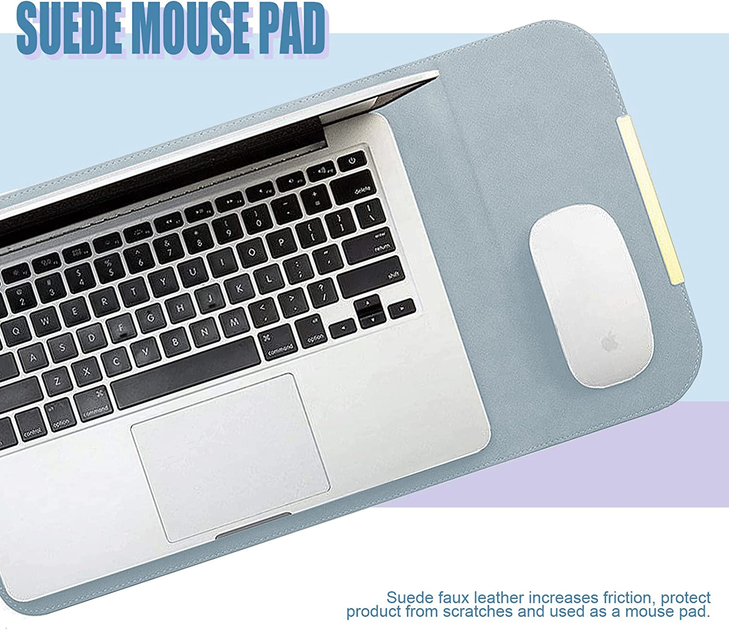 13.3-14 Inch Laptop Sleeve Case Faux Suede Leather for 13.3 13.5 13.6 14 Inches Macbook Air Pro Retina 13"-14" Surface Pro with Pouch