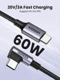 Right Angle USB C Cable 6.6FT 2-Pack, 60W USB C to USB C Cable 90 Degree Type C Cable for Iphone 17/16, Macbook Pro/Air, Ipad Pro 2022/Air 5/Mini 6, Galaxy S25/S24/S23, Pixel 10/9, Switch