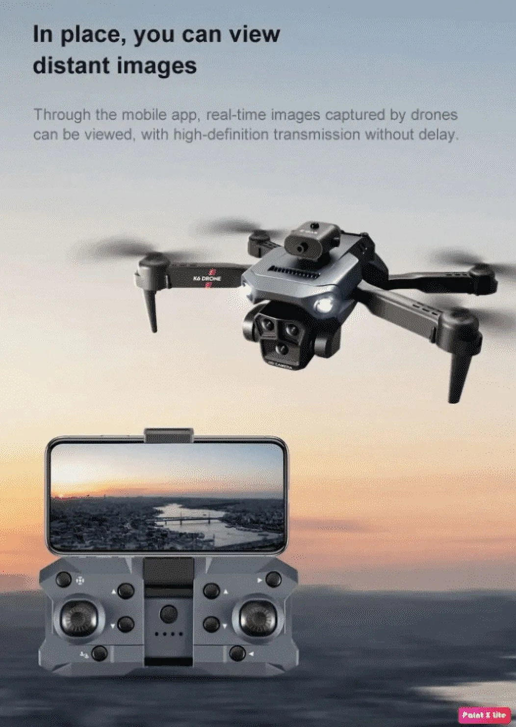 2024 New RC Drone with 4K Ultra HD Triple Camera, Wifi FPV Foldable Quadcopter +4 Battery,