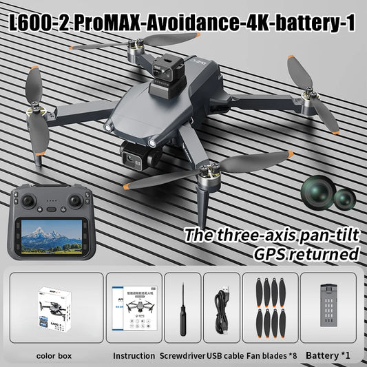 L600-2 MAX GPS Drone Professional 8K Dual Camera New 5KM 3-Axis Gimbal Obstacle Avoidance Brushless Quadcopter Toy