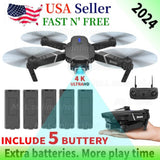RC Drone with 4K HD Camera Extra Batteries Wifi FPV Foldable Quadcopter New 2024