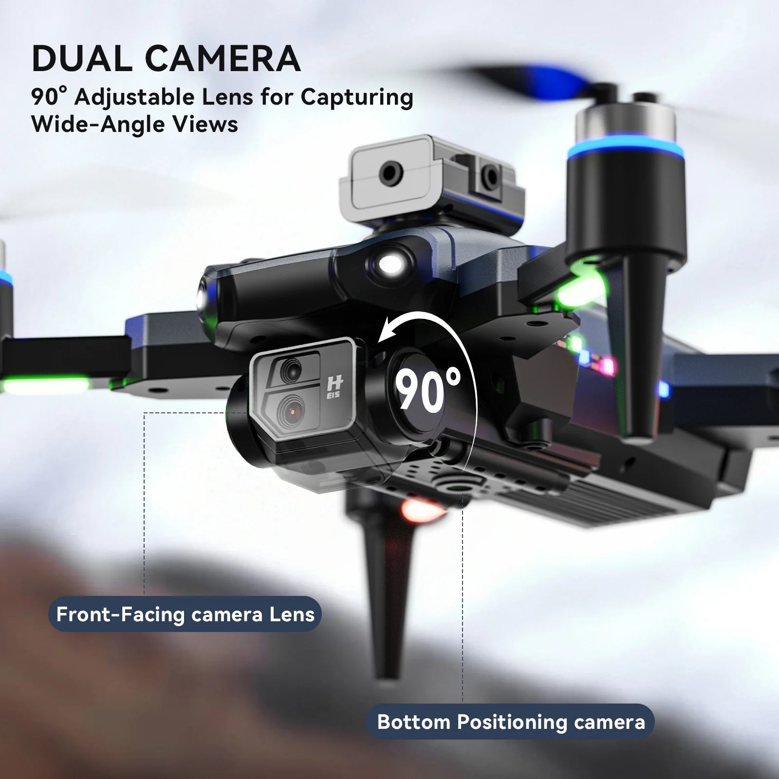 RC Drone with 4K Camera for Adults Kids, Brushless Mini Drone with Headless Mode, RC Quadcopter with Colorful LED Light, 2 Batteries for Beginners