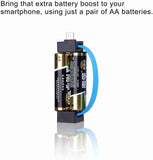 Portable Magnetic AA/AAA Battery Phone Emergency Charger with Microusb-Lightning Adapter and Microusb-Typec Adapter Suit for Cell Phone Smart Devices