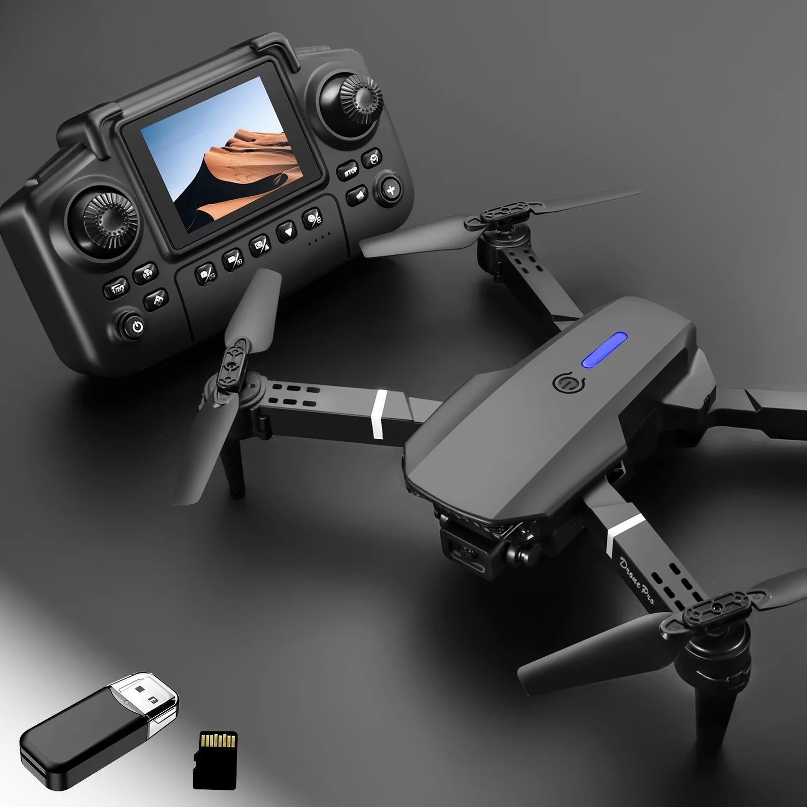 Drone with Camera for Beginners, Remote Control Quadcopter with Screen Display, Altitude Hold Headless Mode, Foldable RC Drone with Carrying Case, HD Aerial Photography(Black)