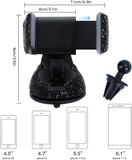 Bling Car Phone Holder,Bling Crystal Car Phone Mount, with One More Air Vent Base, Universal Cell Phone Holder for Dashboard,Windshield and Air Vent (White)