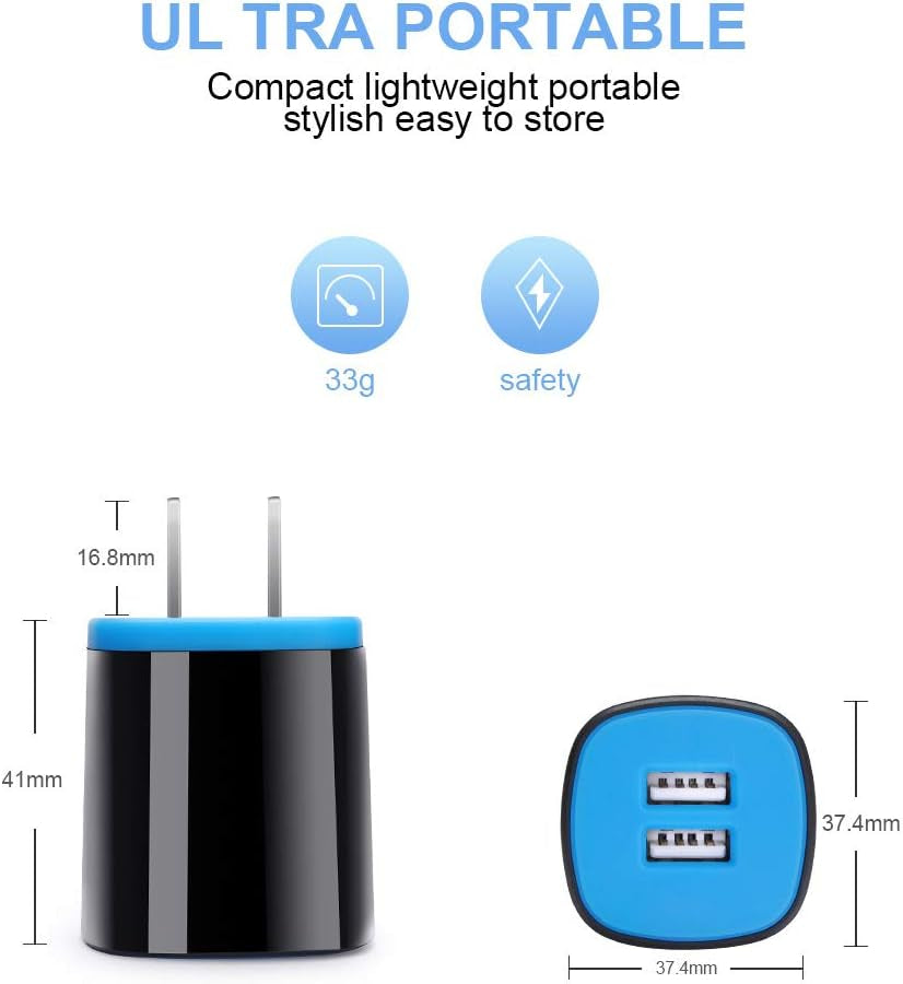 Android Charger Fast Charging, USB Wall Charger Plug Block Adapter with Fast Long Android Phone Charger Micro USB Charger Cable Cord 6Ft for Samsung Galaxy S7 S6 J3 J7 Note 5,Tablet,Kindle Fire