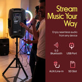 Wireless Portable PA Speaker System - 1800W High Powered Bluetooth Compatible Active + Passive Pair Outdoor Sound Speakers W/ USB SD MP3 AUX - 35Mm Mount, 2 Stand, Microphone, Remote -  PPHP1249KT
