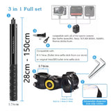 Motorcycle Handlebar Mount Invisible Adjustment Selfie Stick Bicycle Monopod for Gopro DJI Insta360 One R Camera Accessory