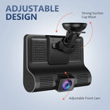 Dash Cam Front and Rear Dash Cam 4 Inch Dashboard Full 170° Wide Angle Backup with Night Vision G-Sensor Parking Monitor Loop Recording Motion Detection