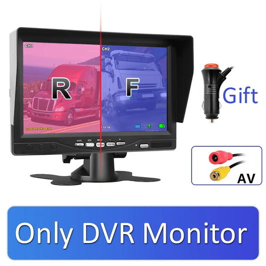 1920*1080 Recording DVR 2 Truck Backup Camera AHD Night Vision with 7" Vehicle Rear View Monitor Support SD Card