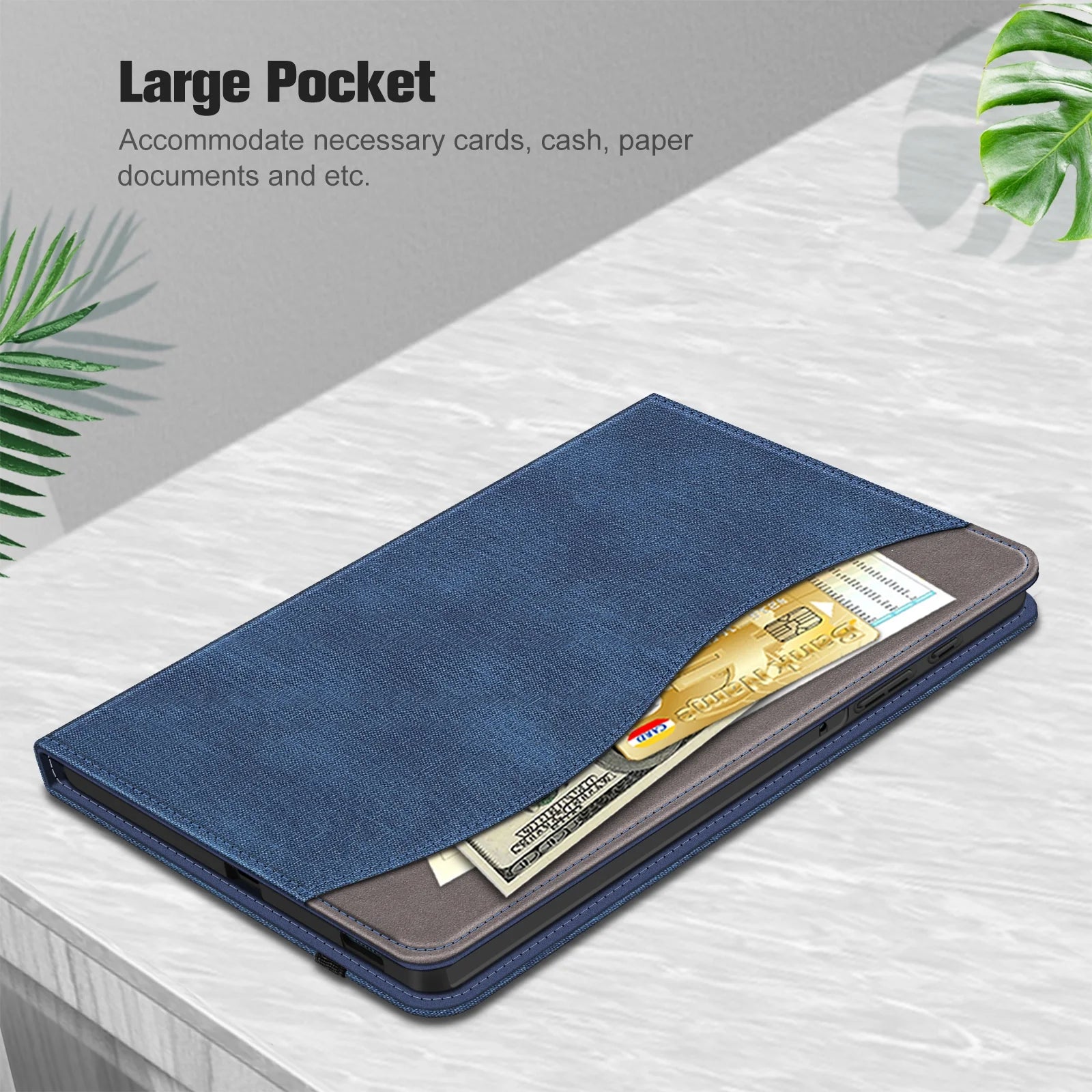 Case for Samsung Galaxy Tab S6 Lite 10.4 Inch 2024/2022/2020 with S Pen Holder, Multi-Angle Viewing Soft TPU Back Cover with Pocket Auto Wake/Sleep,Denim Indigo