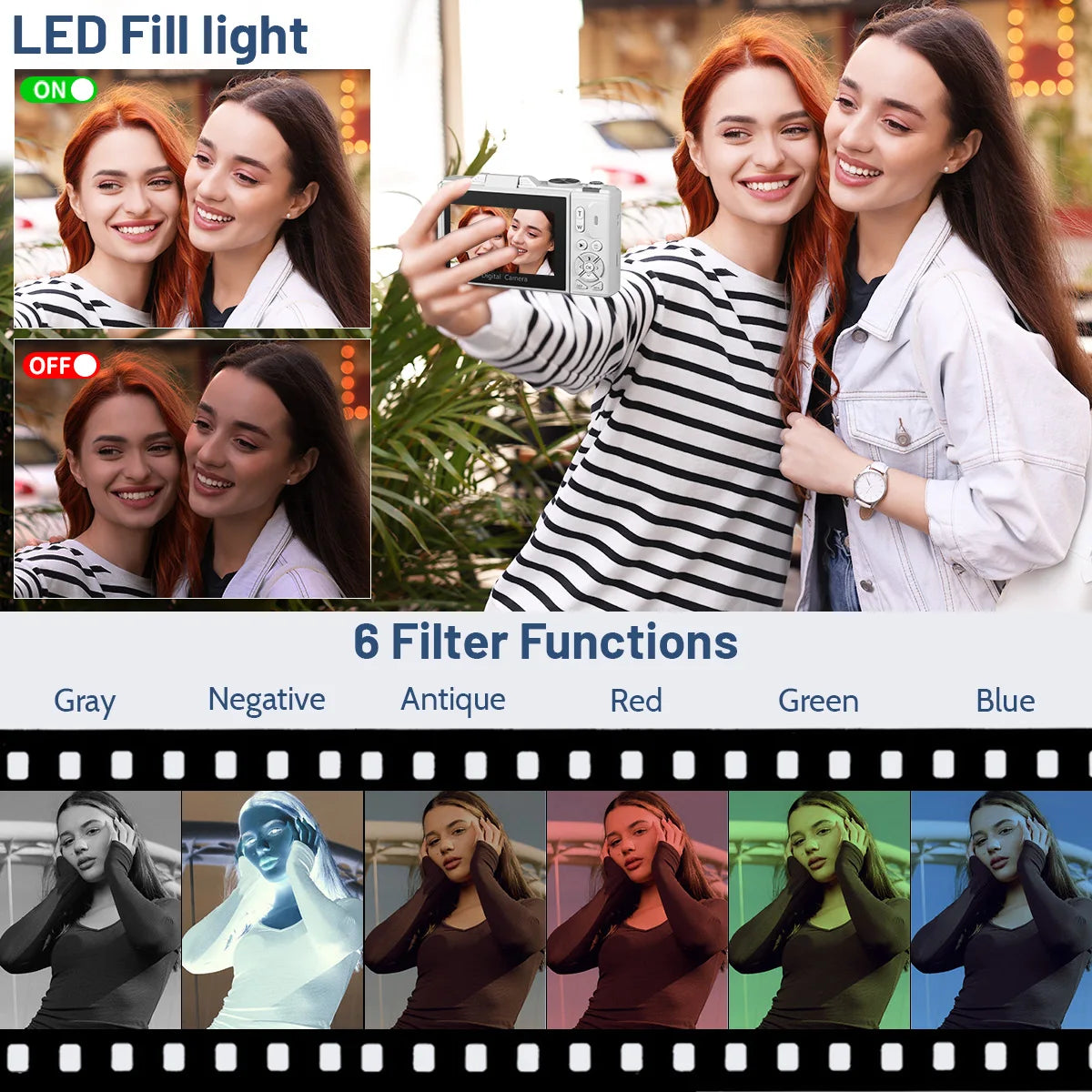 Compact 4K Digital Camera 64MP 18X Zoom for Photography Vlogging Youtube 3'' Flip Screen Flash