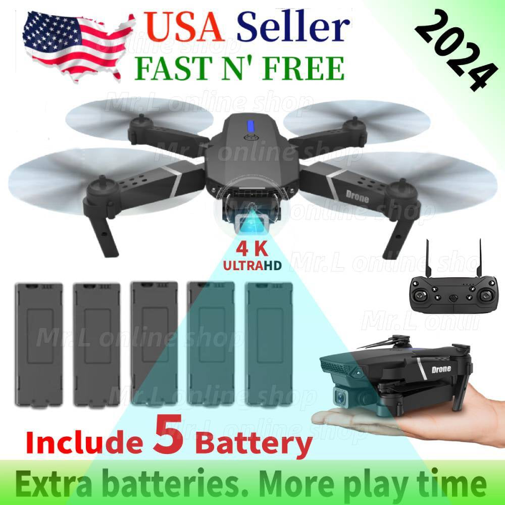 RC Drone with 4K HD Camera Extra Batteries Wifi FPV Foldable Quadcopter New 2024