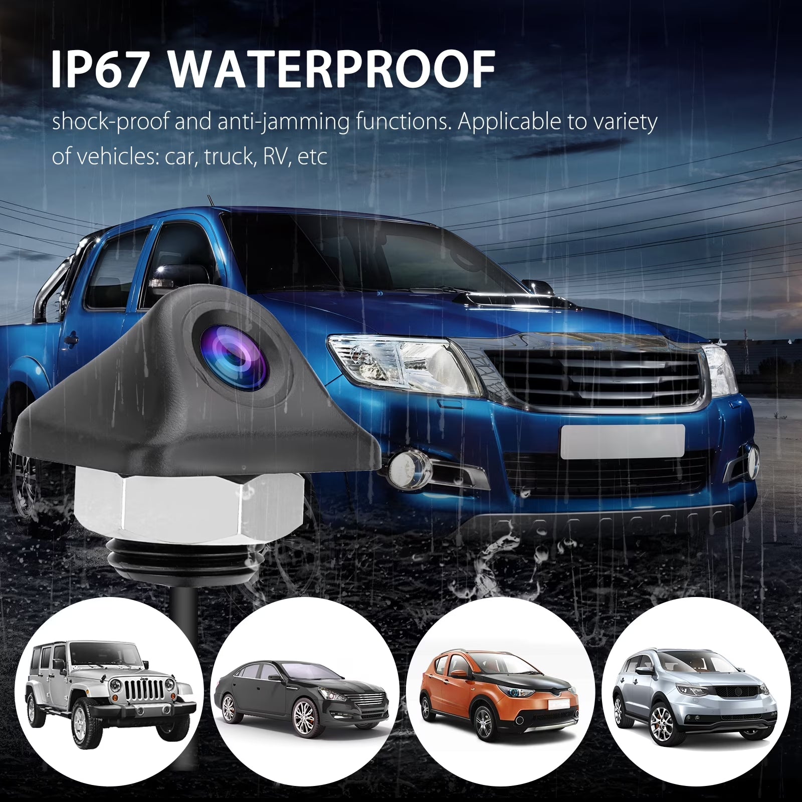 HD Reversing Camera,  170 Degrees Wide Angle Vehicle Rear View Reverse Cam, Reverse Backup Camera with Night Vision, Waterproof Car Rear View Parking Camera Monitor for 12V Truck SUV RV