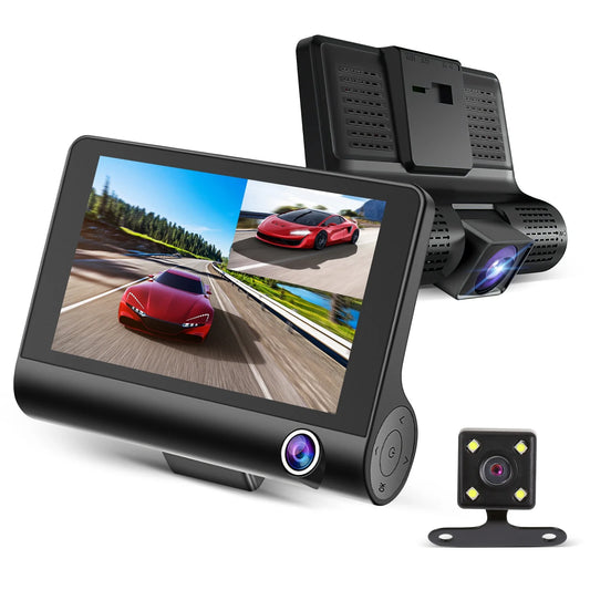 Dash Cam Front and Rear Dash Cam 4 Inch Dashboard Full 170° Wide Angle Backup with Night Vision G-Sensor Parking Monitor Loop Recording Motion Detection