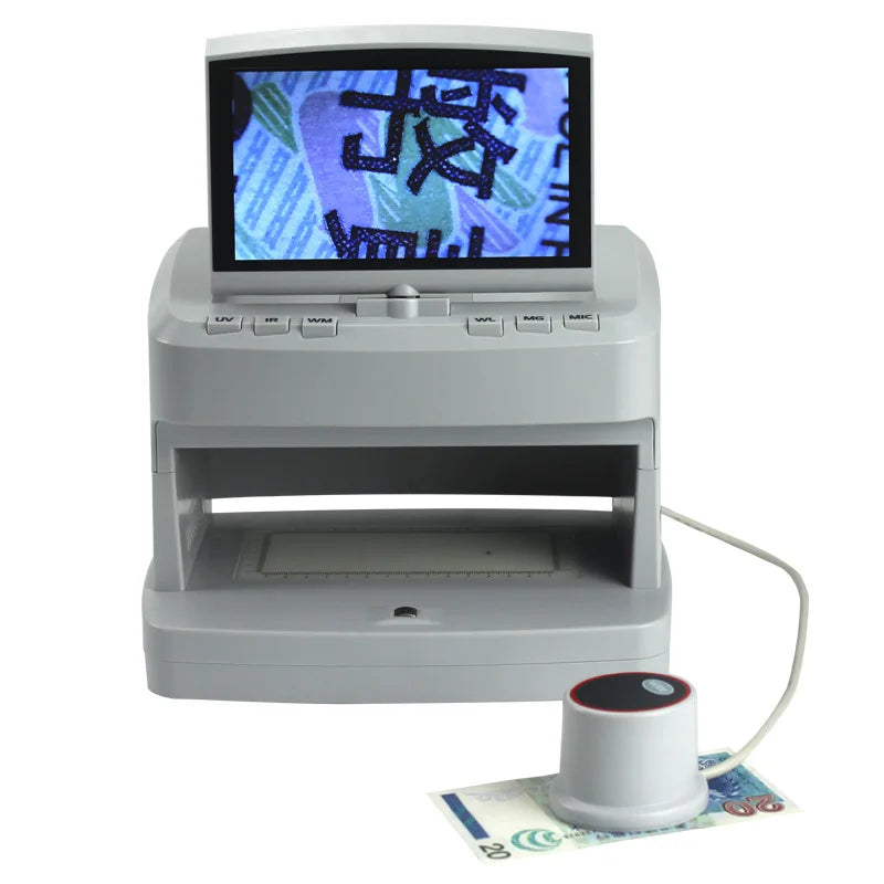 V100 Money Detector UV/MG/IR/WM Bill Cash Checker Multi Currency Banknote Counterfeit Verifier Machine