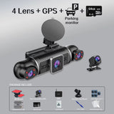 Dash Cam for Cars Free 64GB Dash Cam 360 Degrees Car DVR Wifi GPS 24H Parking Monitor 4 Lens HD 1080P Video Recorder APP Control