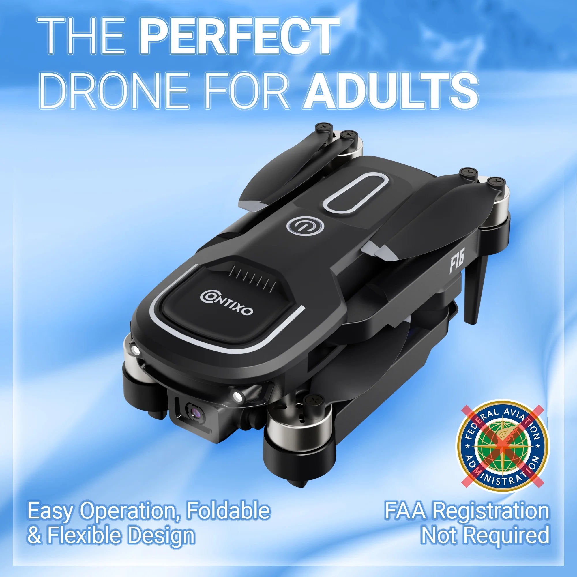 F16 Stunt Drone for Adults and Kids with 1080P Camera & Brushless Motor, 17-Minute Flight Time, Graphite