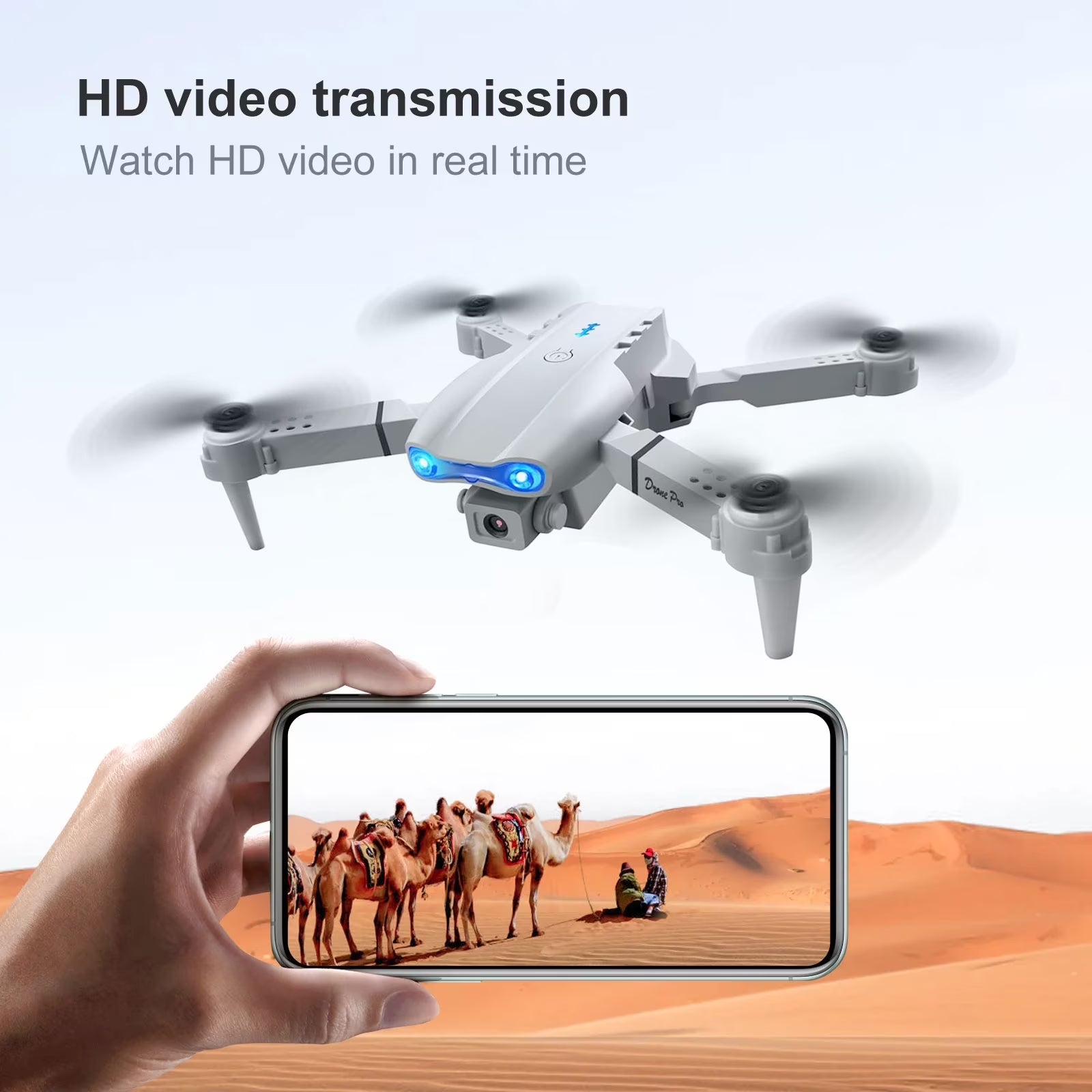 Drone with 4K HD Dual Camera for Adults Kids, RC Quadcopter with 2 Modular 1800Mah Batteries for 30 Mins Long Flight (Gray)