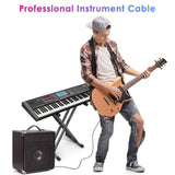 10FT Instrument Cable - Electric Guitar & Bass Cable with Right Angle 1/4 Inch Connector - Black