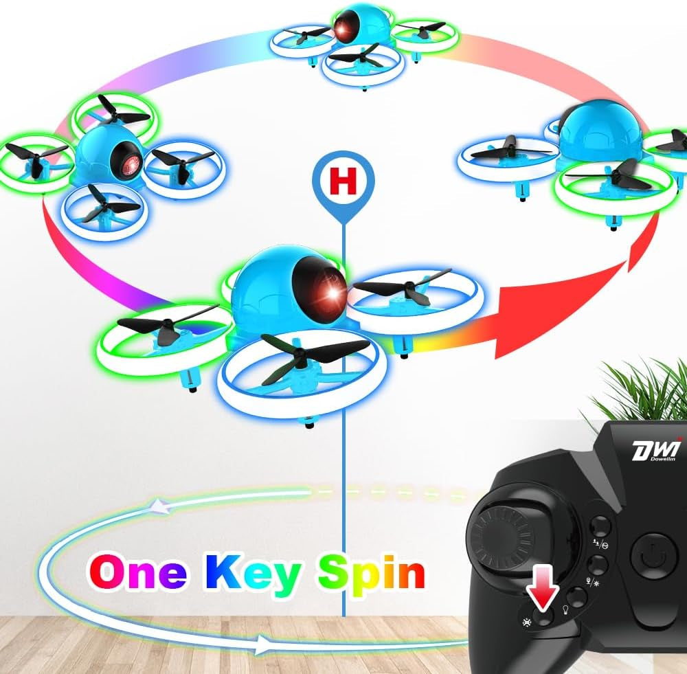 Mini Drone for Kids, 4.9 Inch Small Flying Toys Drones with LED Light One Key Take off Spin Flips RC Mini Drones Nano Quadcopter Long Flight Time Drones for Beginners and Adults