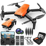 Drone with Camera for Adults Beginner Foldable 2.4 Ghz FPV Drone 249G 26-Mins Flight Time Brushless Motor, Orange Finish