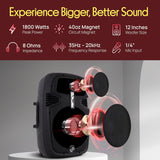 Wireless Portable PA Speaker System - 1800W High Powered Bluetooth Compatible Active + Passive Pair Outdoor Sound Speakers W/ USB SD MP3 AUX - 35Mm Mount, 2 Stand, Microphone, Remote -  PPHP1249KT