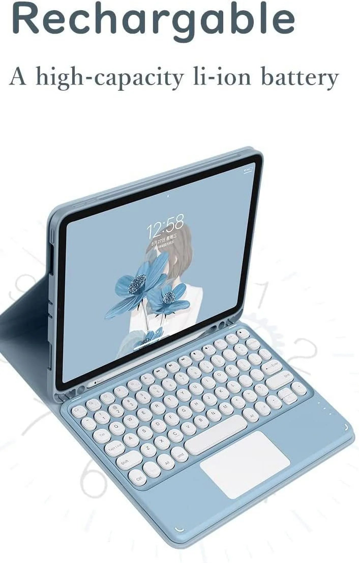 Ipad 10Th Generation 2022 Keyboard Case with Touchpad Cute round Key Color Keyboard Ipad 10 10.9 Inch Detachable Touch Keyboard Slim Smart Cover with Pencil Holder