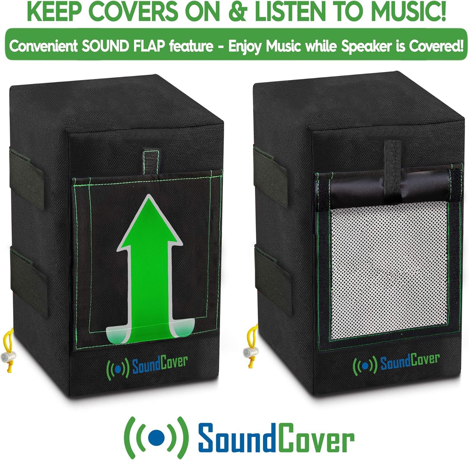 Two Black Waterproof 600D Outdoor Speaker Covers for C-Bracket Mounted Speakers – Fits Klipsch AW-650, Polk Atrium 8 SDI, Definitive Technology AW 6500 (Max Dimensions: H 15" X W 9.45" X D 11")
