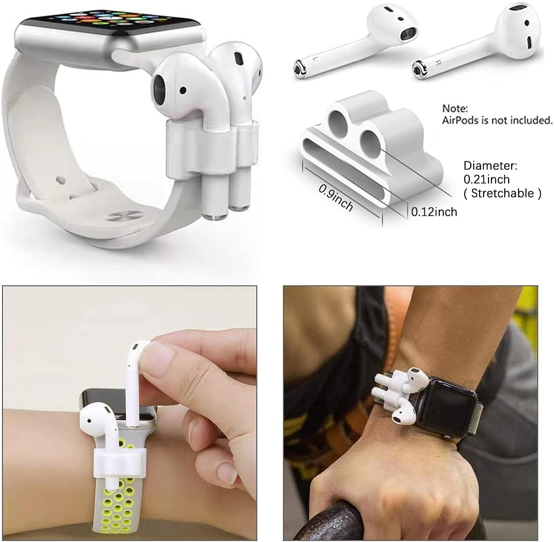 KHTONE Airpods Case, 12 in 1 Silicone Airpods Accessories Set Protective Cover, Compatible with Apple Airpods Charging Case,Watch Band Airpods Holder/Ear Hooks/Keychain//Carrying Box