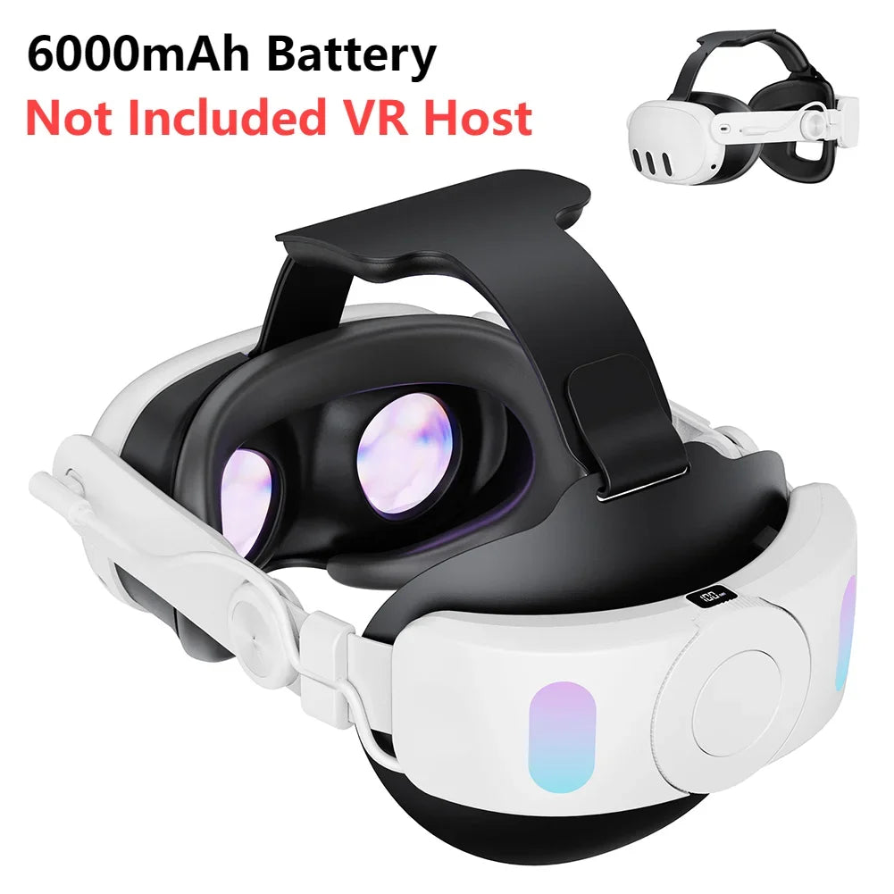 Head Strap  Quest 3 Comfort Sponge VR Headwear Charging Headset with Built-In 8000/6000Mah Batteries for VR Accessories