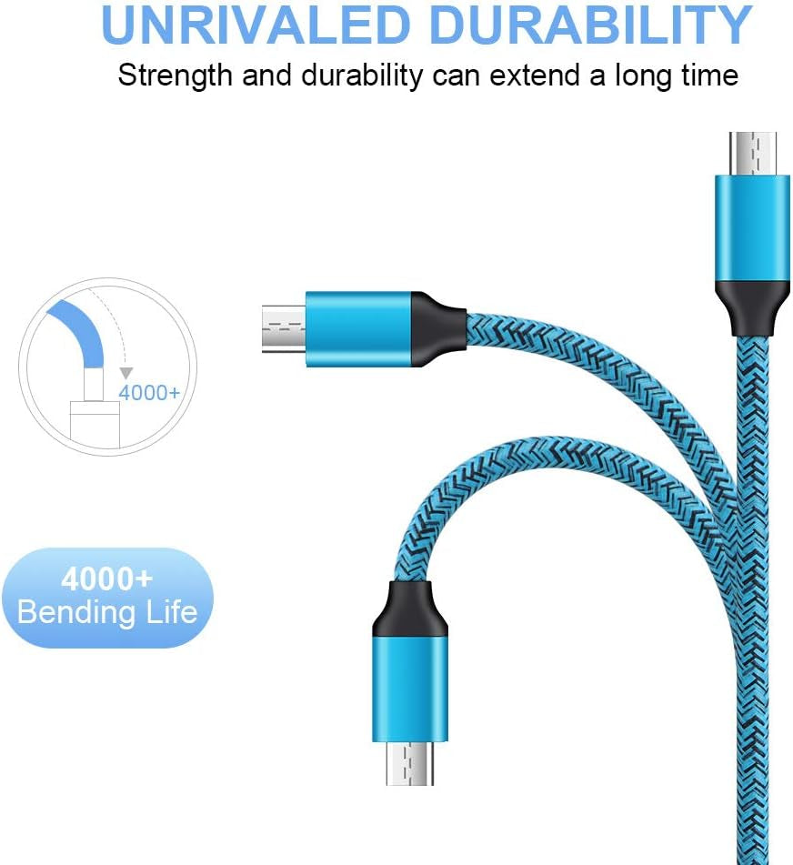 Android Charger Fast Charging, USB Wall Charger Plug Block Adapter with Fast Long Android Phone Charger Micro USB Charger Cable Cord 6Ft for Samsung Galaxy S7 S6 J3 J7 Note 5,Tablet,Kindle Fire