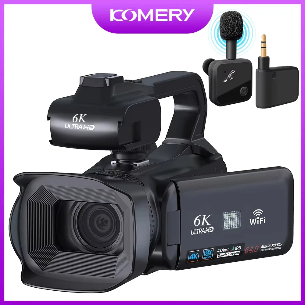 Full 4K Professional Video Camera 64MP Wifi Camcorder Digital Cameras Streaming Camera Auto Focus Camcorders 4.0"Touch
