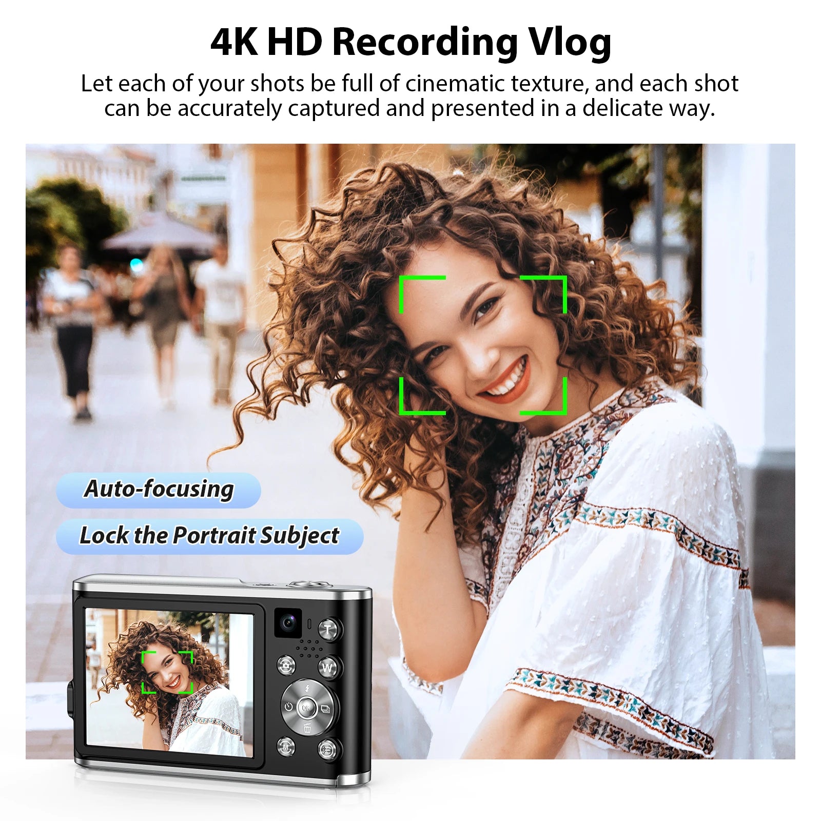 4K 48MP Digital Camera, Auto-Focus Vlogging Camera, with 32GB Card,Portable Youtube Small Camera, Suitable for Young Adults.