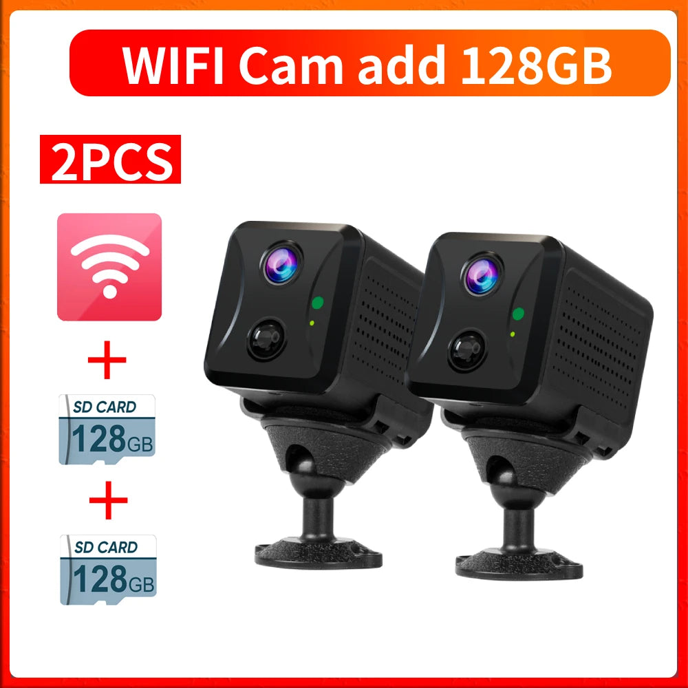 2PCS  5MP Mini Camera 4G/Wifi Security Camera 2400Mah Indoor Home Surveillance Cam PIR Human Motion Auto Tracking Ubox