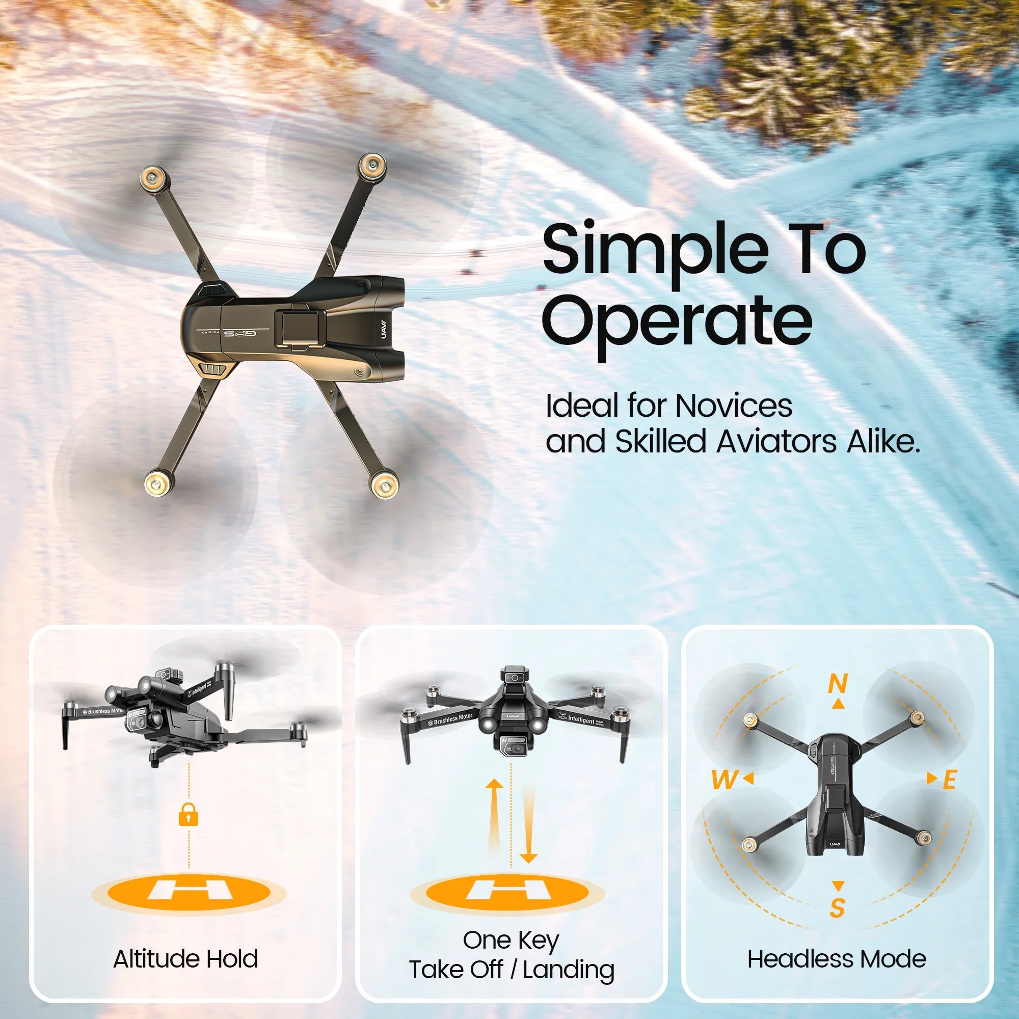 DEERC D75 GPS Drone with 4K Camera for Adults, Brushless Motor, Auto Return Home, 2 Batteries, Black