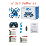 JJRC H36 Mini RC Drone W 3Pcs Battery 6-Axis Headless Mode Helicopter 360° Flip One-Button Return Quadcopter LED Light Drone