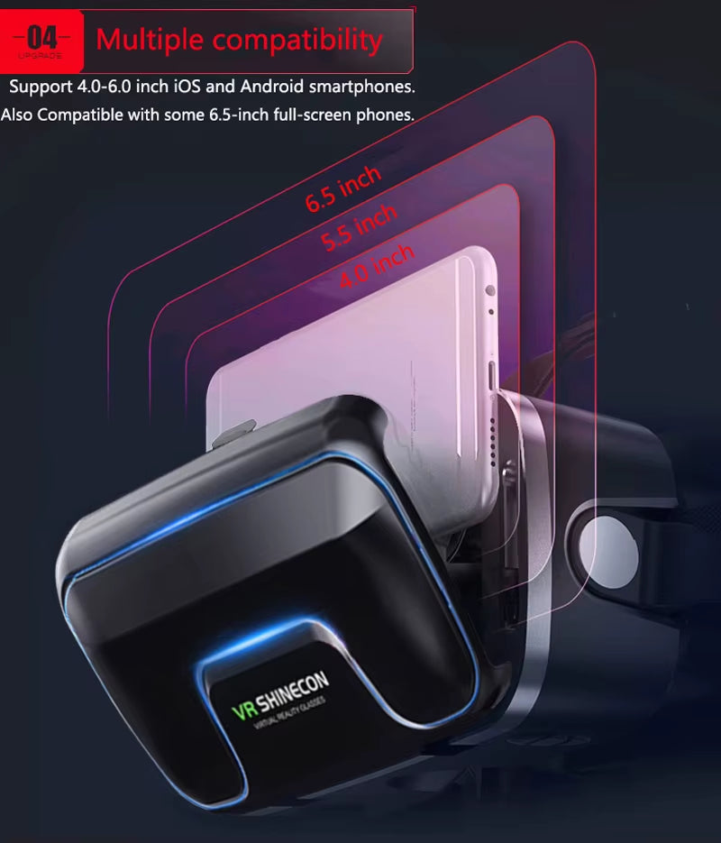 Shinecon Viar 3D Virtual Reality VR Glasses Headset Devices Helmet Lenses Goggles Smart for Smartphones Phone Cell Mobile Games