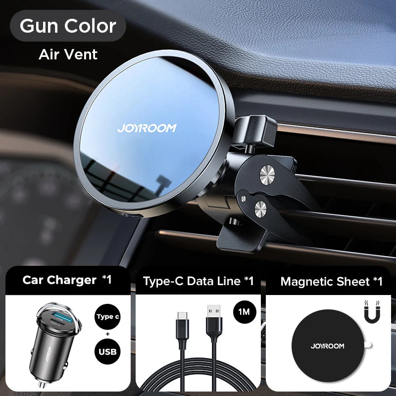Joyroom 15W Qi Magnetic Car Phone Holder Wireless Charger for Iphone 14 13 12 Series Fast Air Vent Charging Phone Holder Charger