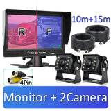 1920*1080 Recording DVR 2 Truck Backup Camera AHD Night Vision with 7" Vehicle Rear View Monitor Support SD Card