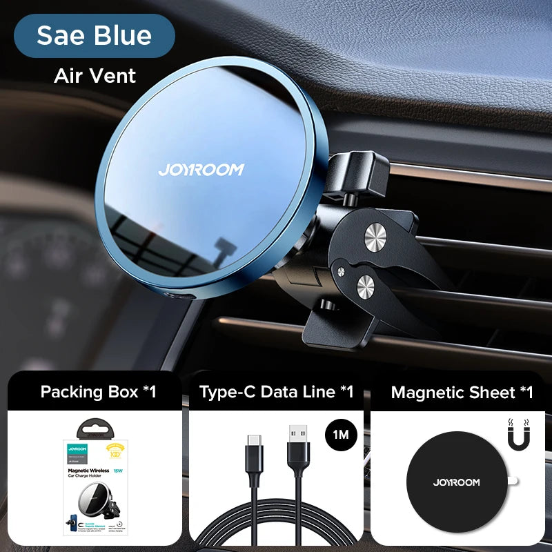 Joyroom 15W Qi Magnetic Car Phone Holder Wireless Charger for Iphone 14 13 12 Series Fast Air Vent Charging Phone Holder Charger