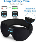 Sleep Headphones Eye Mask, 20-27 Adjustable Music 3D Sleep Mask Upgraded, Wireless Sleeping Headphones for Side Sleepers, Handsfree for Meditation Insomnia Travel(Black)