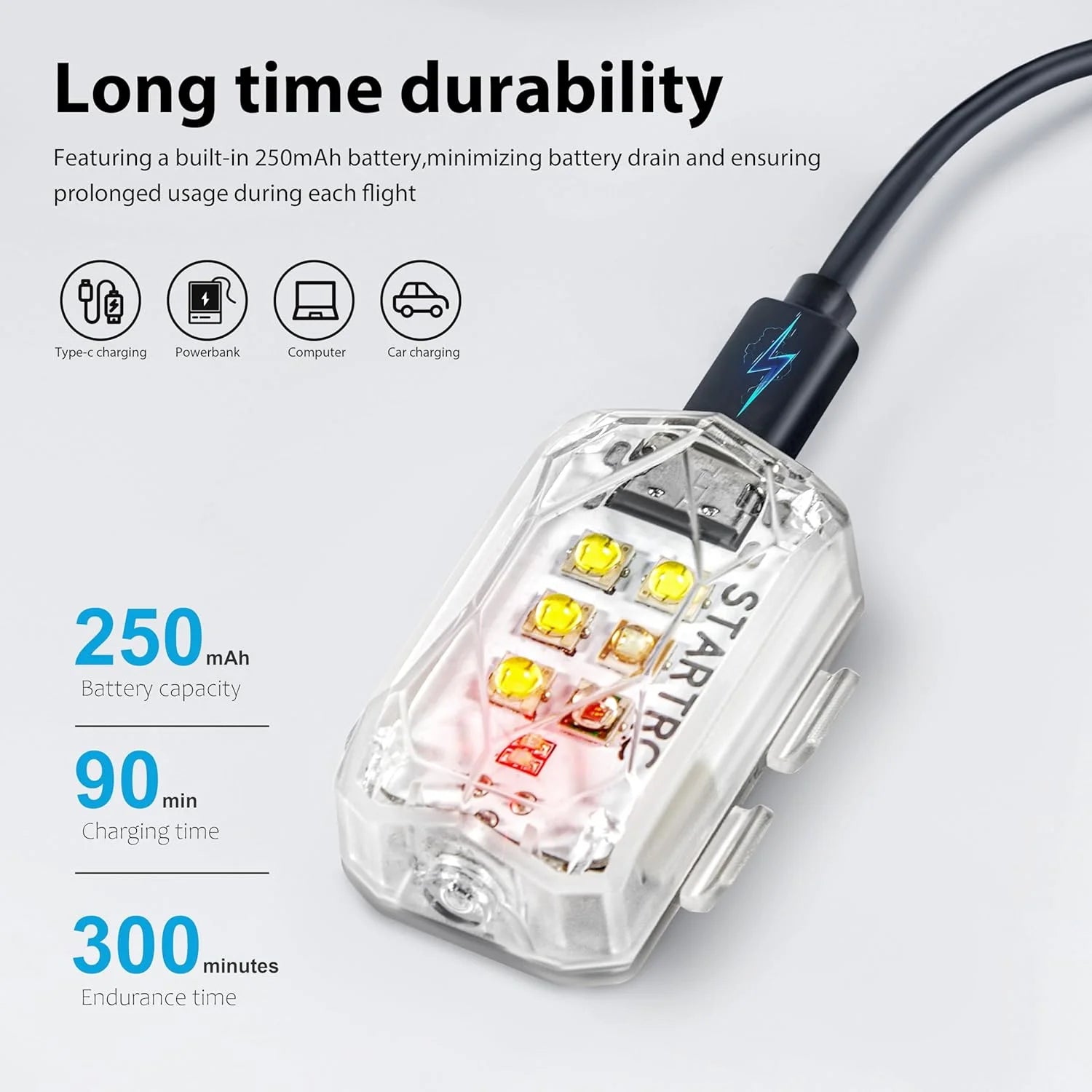 Drone Strobe Light, anti Collision Light, Rechargable Flash Led Lamp Light for FAA Drone Night Flying, Fits for DJI Mini 4 Pro, Avata 2,Mini 4K,Air 3, Mavic 3 and All RC Drones Accessory