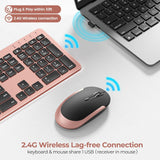 Wireless Keyboard and Mouse Combo, Rechargeable Quiet Keyboard Mouse, Sleek and Ultra Thin Design, Full-Size with Number Pad for Windows, Laptop, PC, Notebook, Desktop (Rose Gold & Black)
