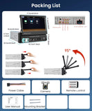 Car Stereo Single Din Touchscreen Car Radio with Bluetooth,  7 Inch Electric Flip Out Screen Mirror Link FM Radio AUX- in USB SD TF Card Input EQ Setting MP5 Player + Backup Camera