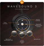 Wavesound 3 Bluetooth 5.0 Headphones Active Noise Cancelling / 16-Hour Battery Life with Precision-Engineered Sound / Foldable Travel & Over-Ear Headphones (Black)
