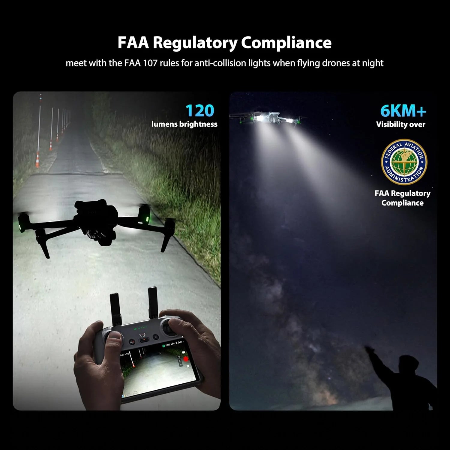 Drone Strobe Light, anti Collision Light, Rechargable Flash Led Lamp Light for FAA Drone Night Flying, Fits for DJI Mini 4 Pro, Avata 2,Mini 4K,Air 3, Mavic 3 and All RC Drones Accessory