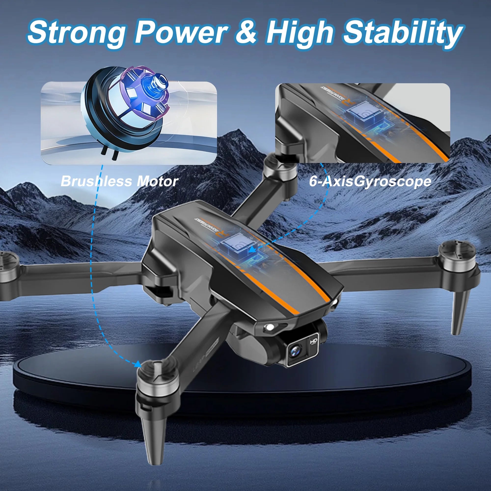 Drone with 4K Camera VR, FPV Drone Quadcopter with Brushless Motor, Headless Mode, Optical Flow, Altitude Hold, Foldable Mini Drone for Adults/Kids, Black