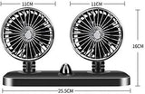 Car Fan Electric Car Fan 2 Speed Dual Head Auto Fan Cooling Air Circulator Auto Air Conditioner Portable Seat Cooling Low Noise Portable Air Cooling (12V/24V)