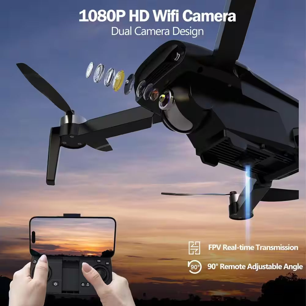 Drone with Camera for Adults Beginner Foldable 2.4 Ghz FPV Drone 249G 26-Mins Flight Time Brushless Motor, Orange Finish